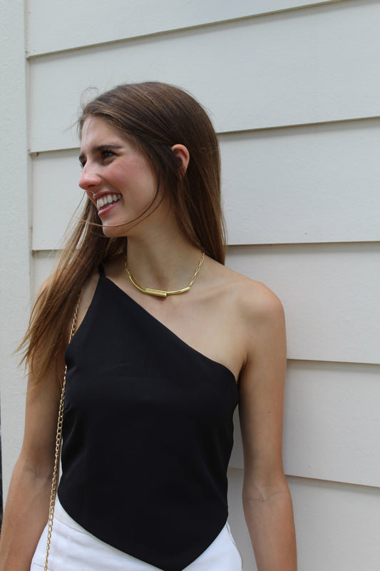 Paige Black Asymmetrical Top