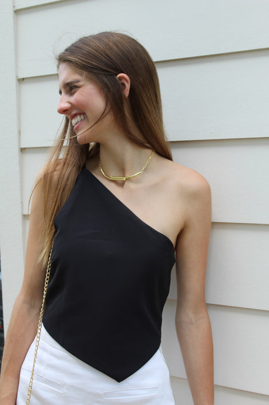 Paige Black Asymmetrical Top